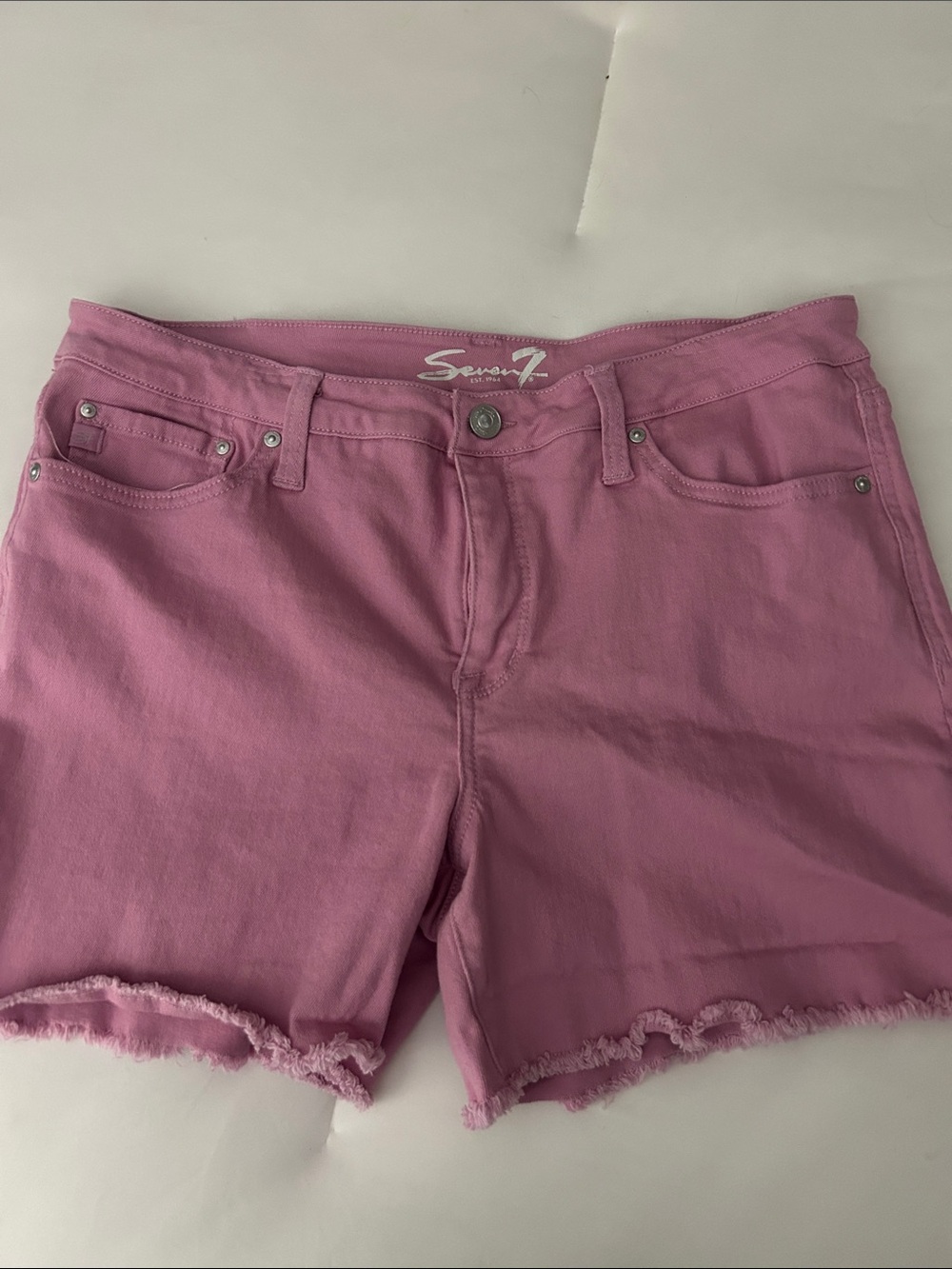 Seven7 Bright Pink Denim Frayed Hem Shorts